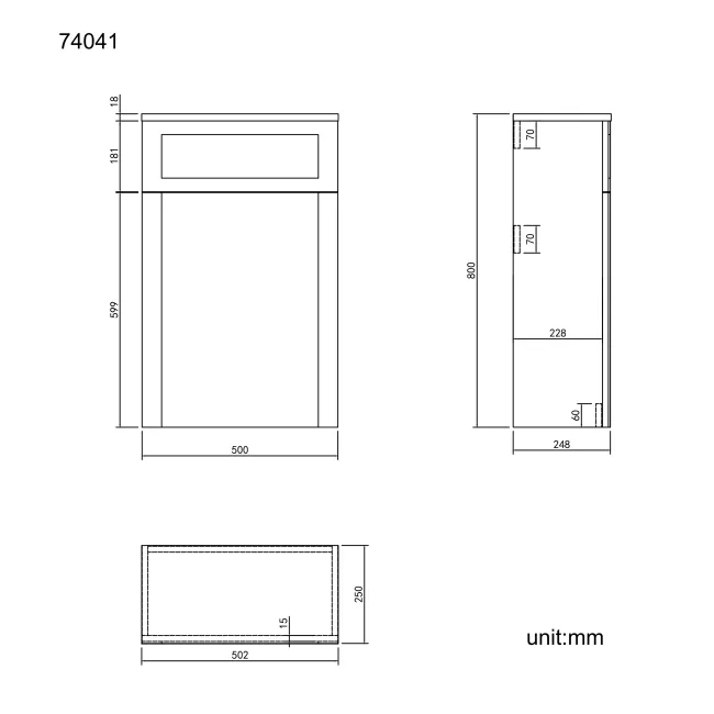 Bermuda Dove Grey Slimline Back To Wall Toilet Unit 500mm