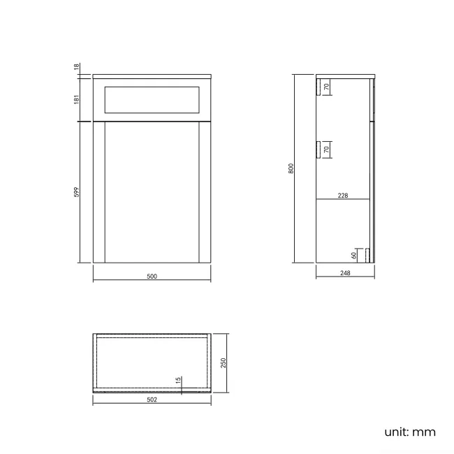 Cashmere Pink Slimline Back To Wall Toilet Unit 500mm