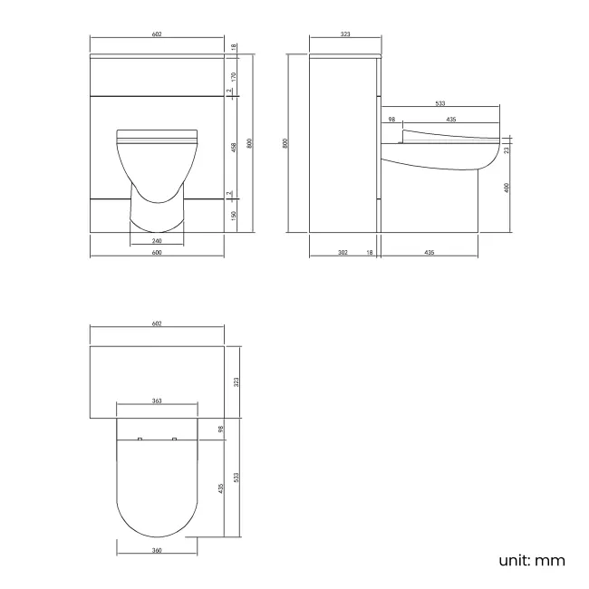 Harper Stone Grey Back To Wall Unit and Aruba Toilet