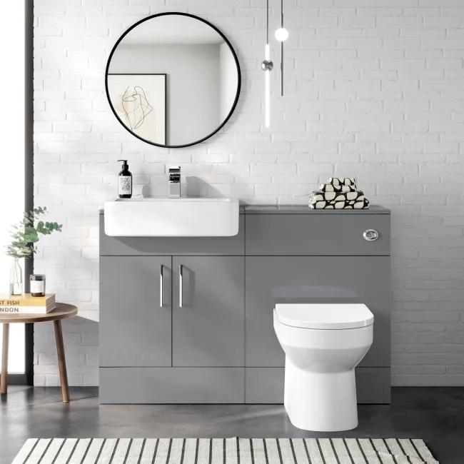Harper Stone Grey Back To Wall Unit and Miami Toilet