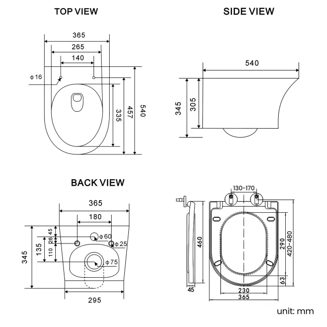 Tucson Rimless Wall Hung Toilet With Premium Soft Close Seat