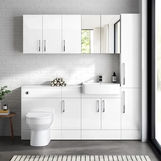 Harper Gloss White Combination Vanity Basin and Miami Toilet 1500mm