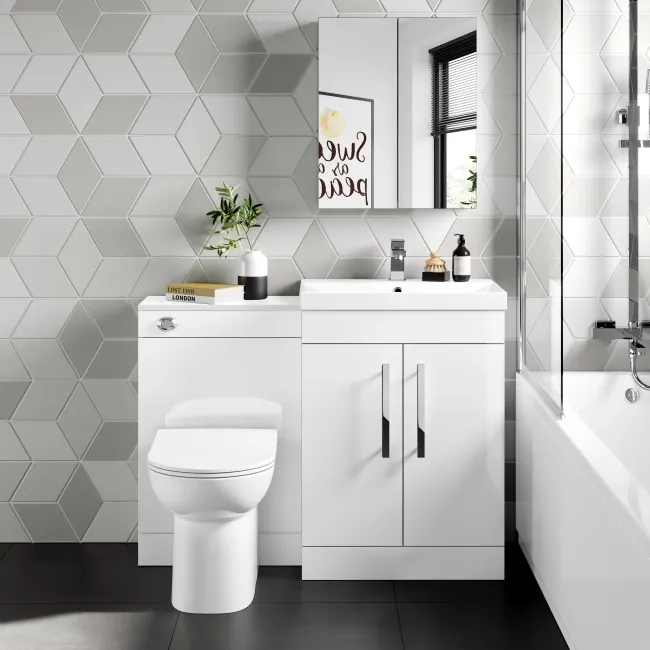 Avon Gloss White Combination Vanity Basin and Aruba Toilet 1100mm