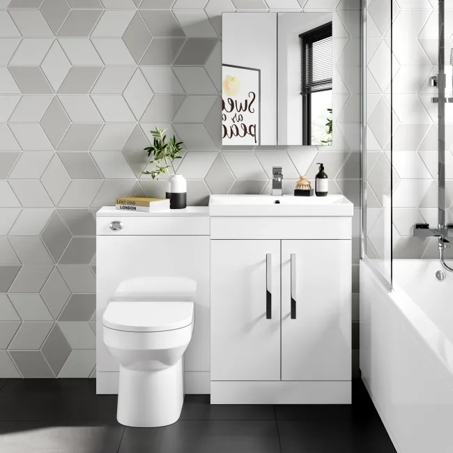 Avon Gloss White Combination Vanity Basin and Miami Toilet 1100mm