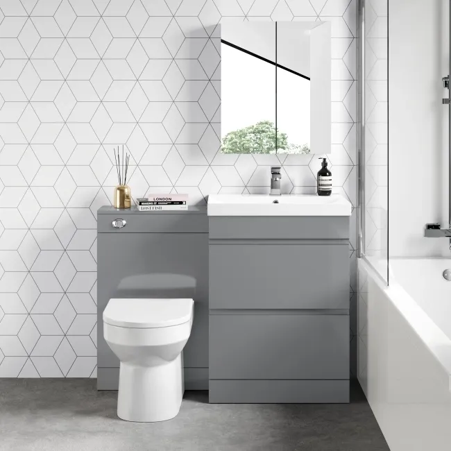Trent Stone Grey Combination Basin Drawer and Miami Toilet 1100mm