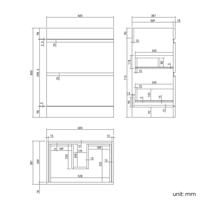 Trent Stone Grey Combination Basin Drawer and Miami Toilet 1100mm