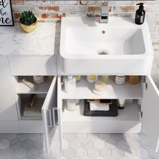 Harper Gloss White Combination Vanity Basin with Marble Top & Atlanta Toilet 1500mm