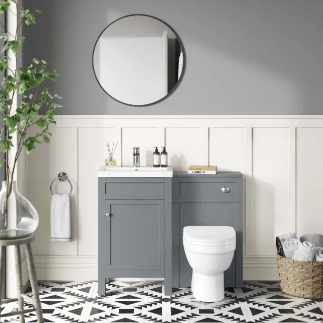Bermuda Traditional Dove Grey Slimline Back To Wall Unit and Seattle Toilet