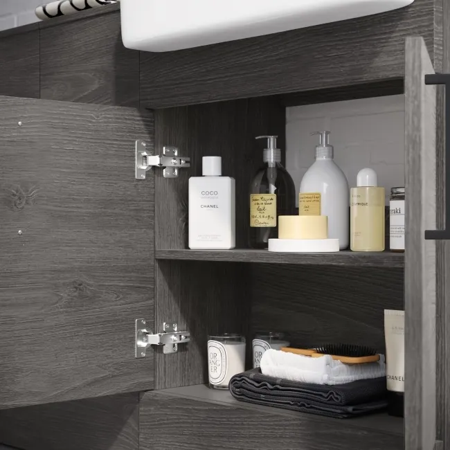 Harper Charcoal Elm Combination Vanity Basin and Miami Toilet 1500mm - Black Accents