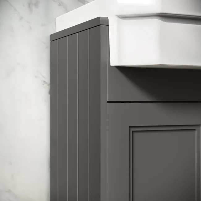 Monaco Graphite Grey Combination Vanity Traditional Basin and Boston Toilet 1200mm - Brushed Brass Accents