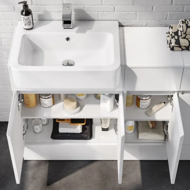 Foster Gloss White Combination Vanity Basin 1500mm - Excludes Toilet