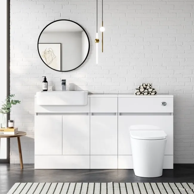 Foster Gloss White Combination Vanity Basin and Tucson Toilet 1500mm