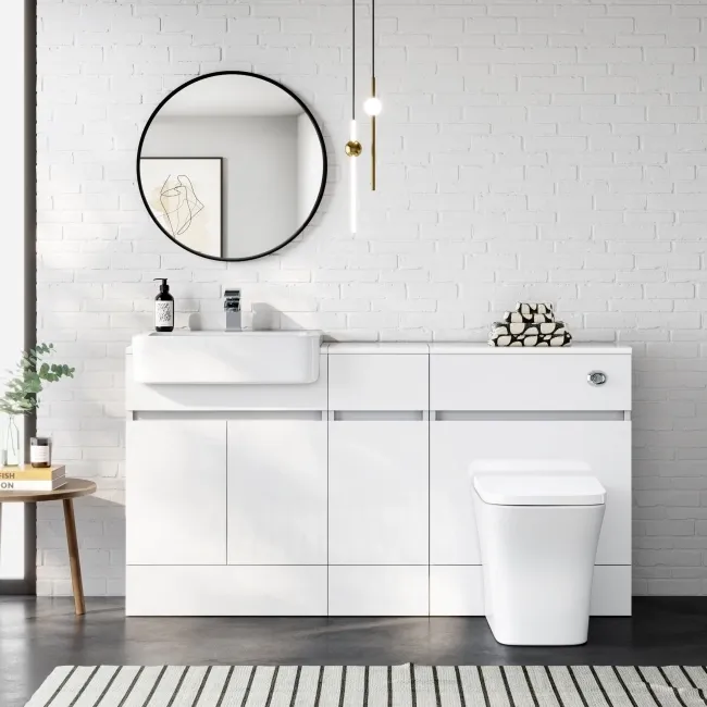 Foster Gloss White Combination Vanity Basin and Houston Toilet 1500mm
