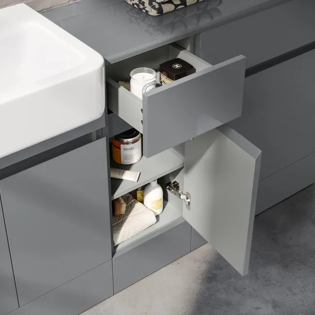 Foster Stone Grey Combination Vanity Basin 1500mm - Excludes Toilet