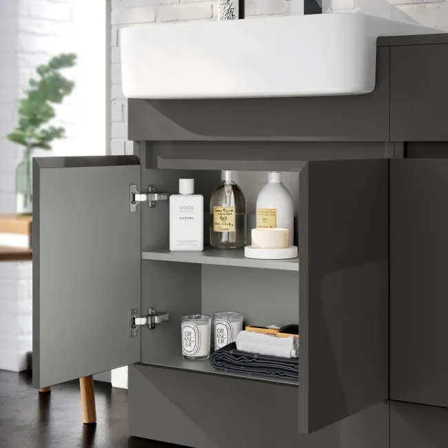 Foster Tungsten Grey Combination Vanity Basin 1500mm - Excludes Toilet