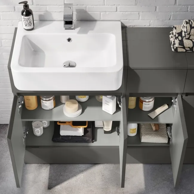 Foster Tungsten Grey Combination Vanity Basin 1500mm - Excludes Toilet
