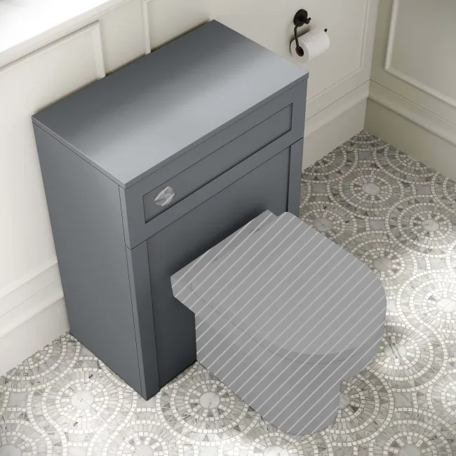Capri Fog Grey Basin Vanity and Back To Wall Unit 1350mm (Excludes Toilet) - Chrome Handles