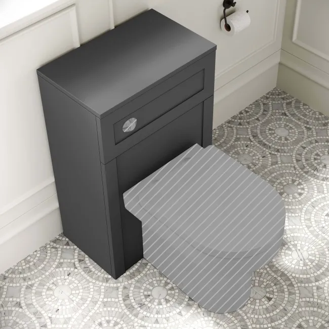 Capri Slate Grey Basin Vanity and Back To Wall Unit 1050mm (Excludes Toilet) - Chrome Handles
