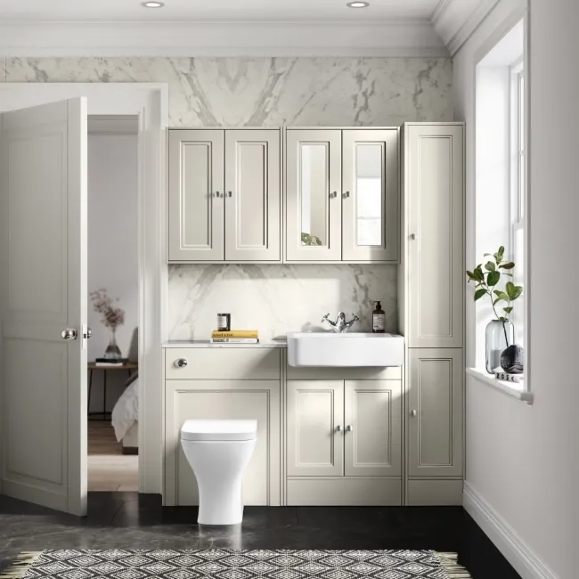 Monaco Chalk White Combination Vanity Basin with Marble Top & Atlanta Toilet 1200mm