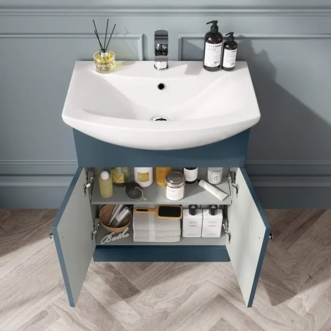 Capri Navy Blue Combination Vanity Basin and Houston Toilet 1150mm - Chrome Handles