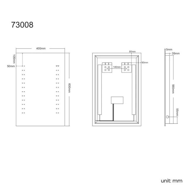 Madison Battery Operated Illuminated LED Cloakroom Mirror 600x400mm