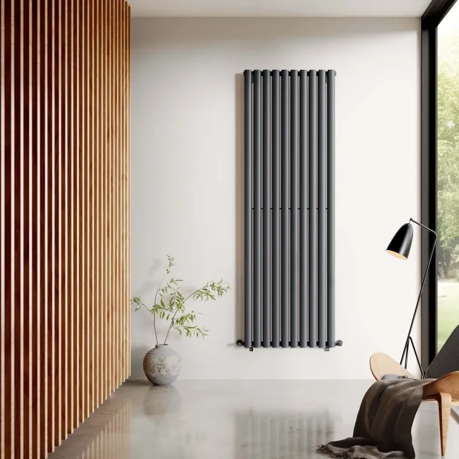 Marbella Anthracite Double Oval Panel Radiator 1800x600mm