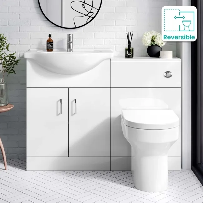 Quartz Gloss White Combination Vanity Basin and Miami Toilet 1150mm