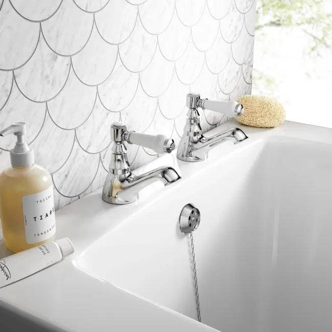 Cherwell Traditional Chrome Hot & Cold Bath Taps
