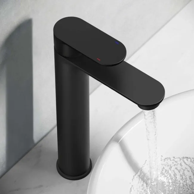 Anker Matt Black High Rise Basin Mixer Tap