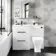 Avon Gloss White Combination Basin Drawer and Atlanta Toilet 1100mm - Black Accents - Left Handed