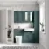 Monaco Midnight Green Combination Vanity Basin and Boston Toilet 1200mm - Brushed Brass Accents