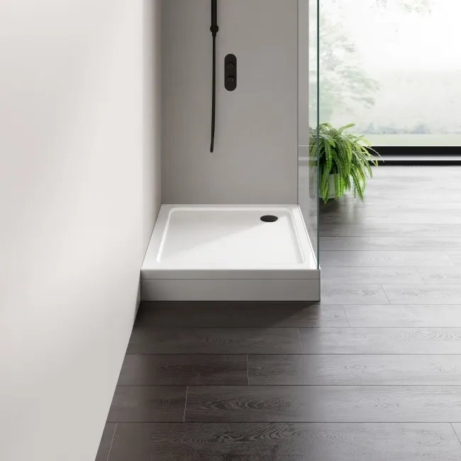 London Rectangular Stone Shower Tray 900x700mm & Riser Kit