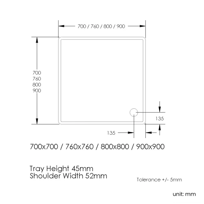 London Square Stone Shower Tray 760x760mm & Riser Kit