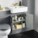 Monaco Dove Grey Combination Vanity Basin with Marble Top & Hudson Toilet with Wooden Seat 1200mm - Brass Knurled Handles