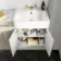 Monaco Chalk White Combination Vanity Basin with Marble Top and Boston Toilet 1500mm - Brass Knurled Handles