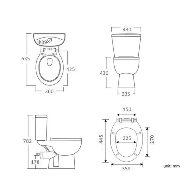 Austin Basin & Toilet Set with 1500mm Straight Bath Suite