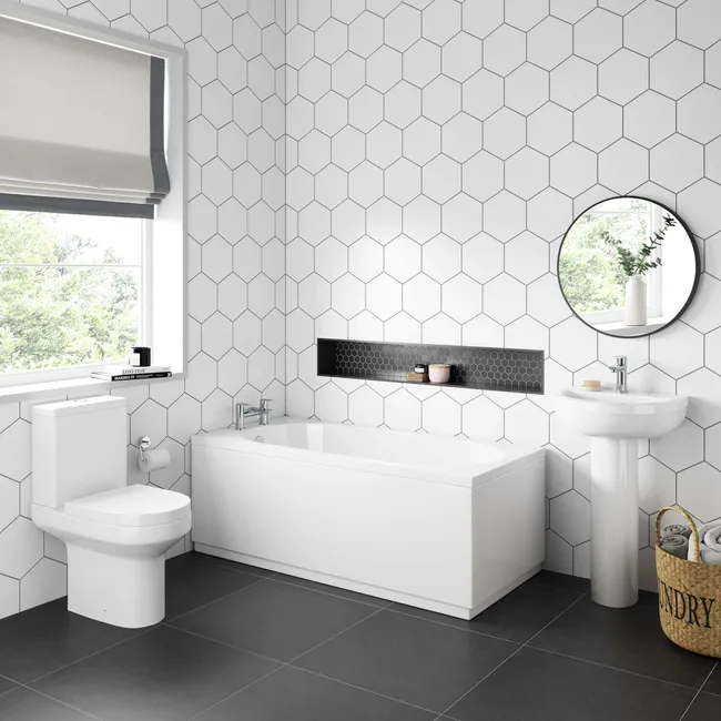 Denver Basin & Toilet Set with 1500x700mm Straight Bath Suite