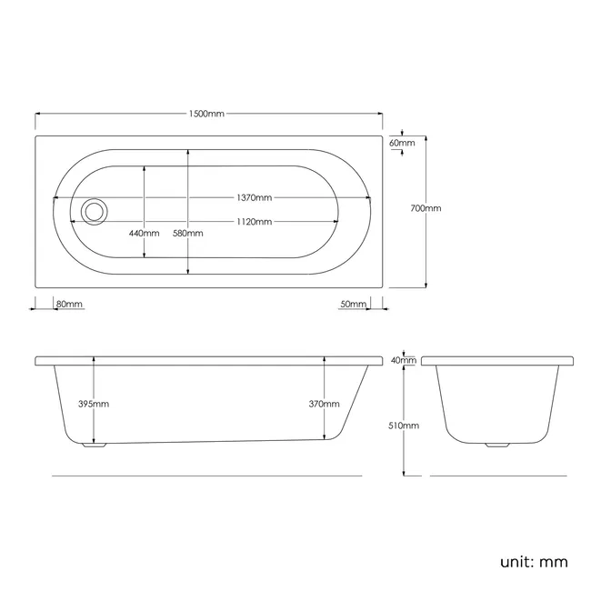 Denver Basin & Toilet Set with 1500x700mm Straight Bath Suite
