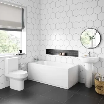 Denver Basin & Toilet Set with 1500x700mm Straight Bath Suite