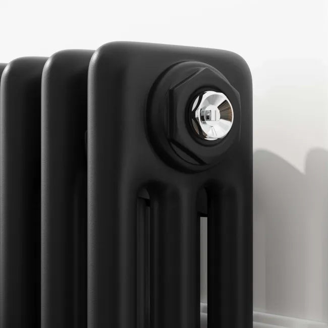 Athens Matt Black Triple Column Horizontal Traditional Radiator 600x605mm