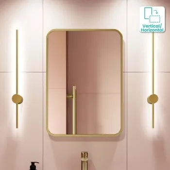 Olivia Brushed Brass Rectangular Bathroom Mirror 700x500mm