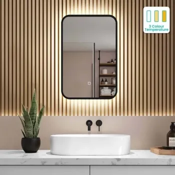 Olivia Black Framed Backlit llluminated LED Mirror 600x400mm