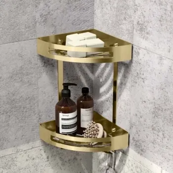 Ivy Brushed Brass Double Corner Shower Basket