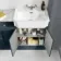 Monaco Inky Blue Combination Vanity Traditional Basin with Marble Top & Hudson Toilet with Wooden Seat 1500mm