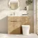 Havana Fluted Country Oak Combination Vanity Basin and Tucson Toilet 1100mm - Brushed Brass Accents - Left Handed