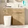 Havana Fluted Country Oak Combination Vanity Basin and Utah Comfort Height Toilet 1100mm - Brushed Brass Accents - Right Handed
