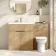 Havana Fluted Country Oak Combination Vanity Basin and Aruba Toilet 1300mm - Brushed Brass Accents