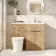 Havana Fluted Country Oak Combination Vanity Basin and Tucson Toilet 1100mm - Chrome Handles - Right Handed