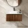 Sorrento Fluted Black Walnut Wall Hung Drawer Vanity with Marble Top & Marin Basin 800mm
