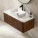 Sorrento Fluted Black Walnut Wall Hung Drawer Vanity with Marble Top & Reno Basin 1000mm